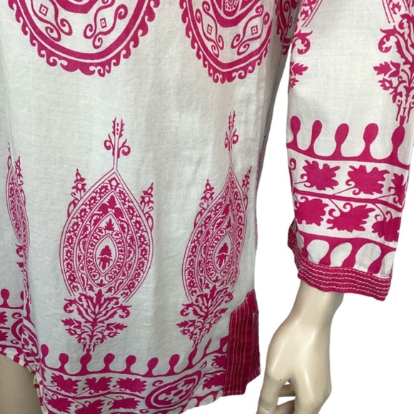Calypso St. Barths pink lace up v-neck tunic size small - Picture 6 of 8